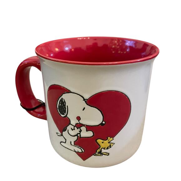 Peanuts Snoopy & Woodstock Valentine's Day Ceramic Mug 21 oz Red Heart New - Picture 7 of 12